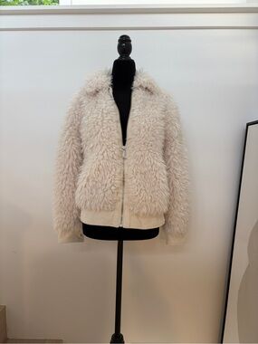 BCBGeneration Cream Teddy Zip-Up Jacket